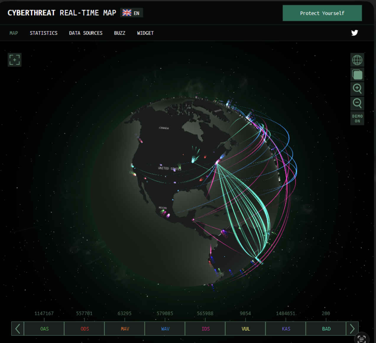 Kaspersky Cybermap Preview (click to open live map)